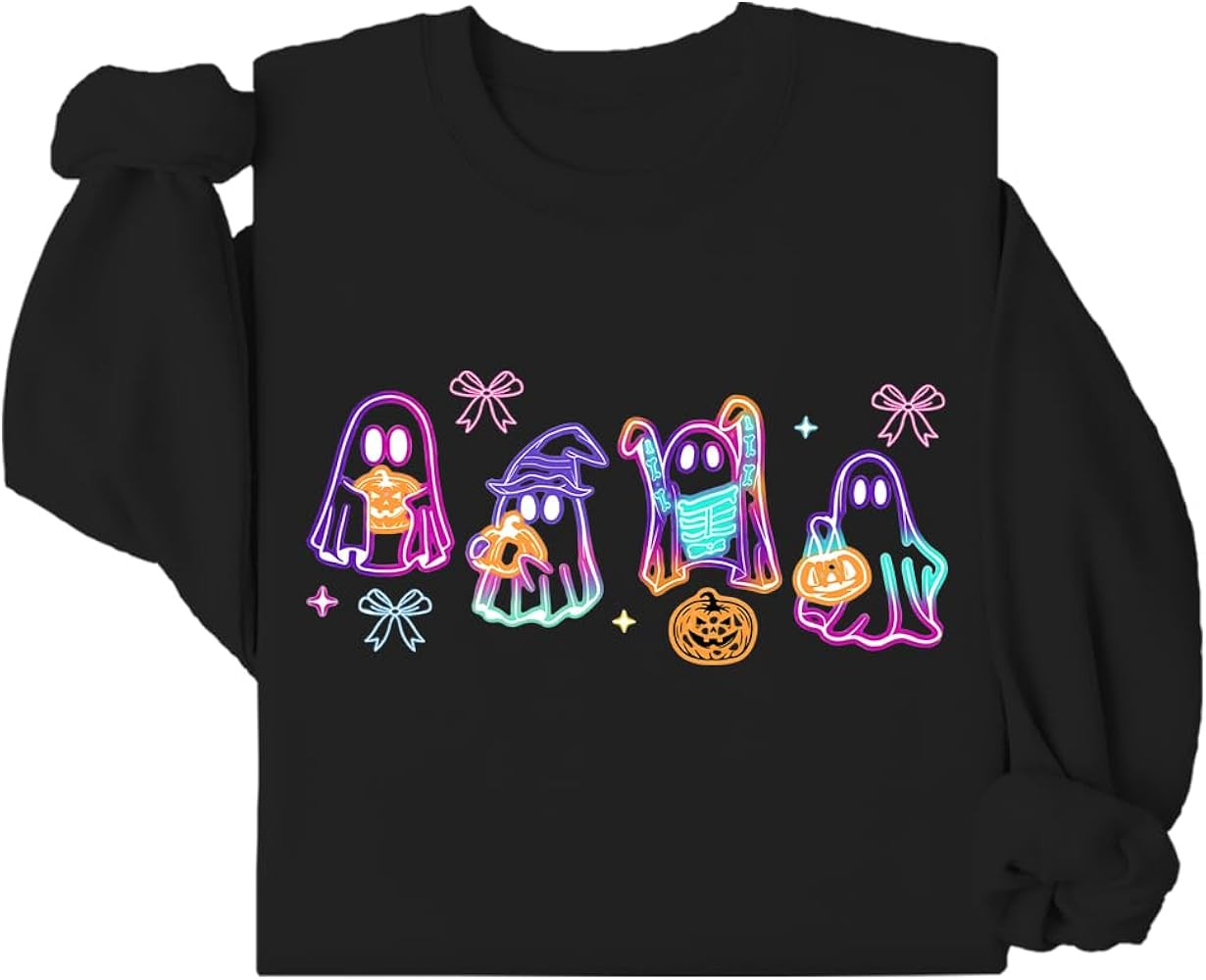 Halloween Ghost Neon Sweatshirt, Halloween Ghost Neon Shirt, Unisex Sweatshirt | Amazon (US)