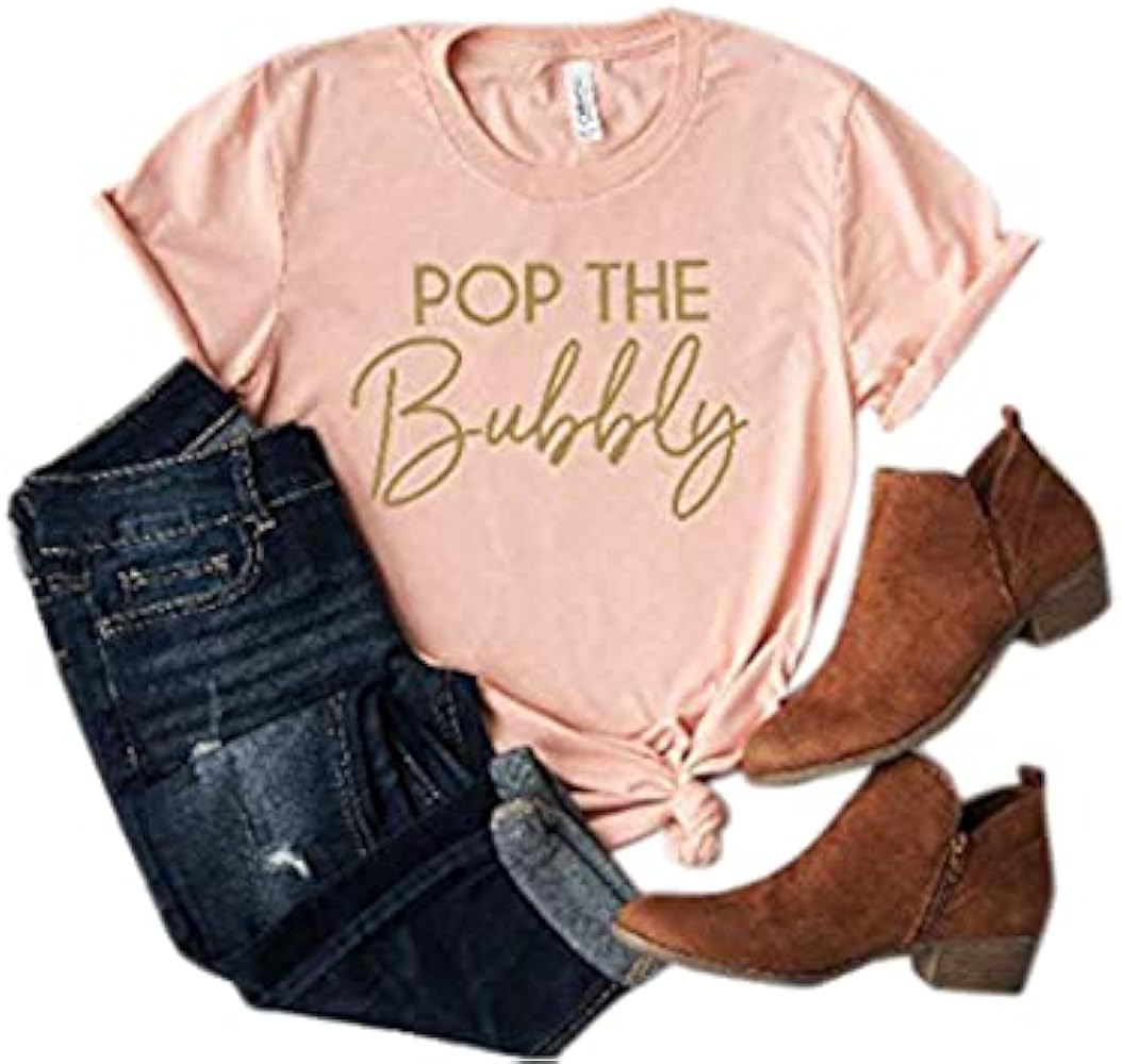 Pop the bubbly Cheers New Year Shirt Womens New Years Eve Tshirt Celebrate 2020 Glitter Top Count... | Amazon (US)