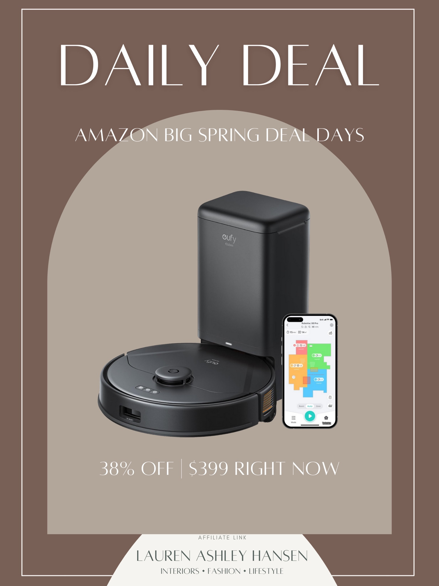 Having a robot vacuum is so nice! We absolutely love having one that's connected through our phones where we can set a specific map of our home and where we can set specific times when we want it to clean our floors. This Eufy option is 38% off right now!

#LTKsalealert #LTKhome