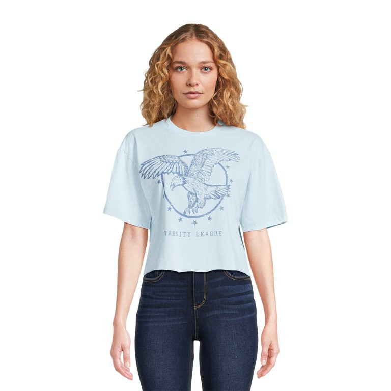 No Boundaries Juniors Boxy Crop Graphic Tee | Walmart (US)