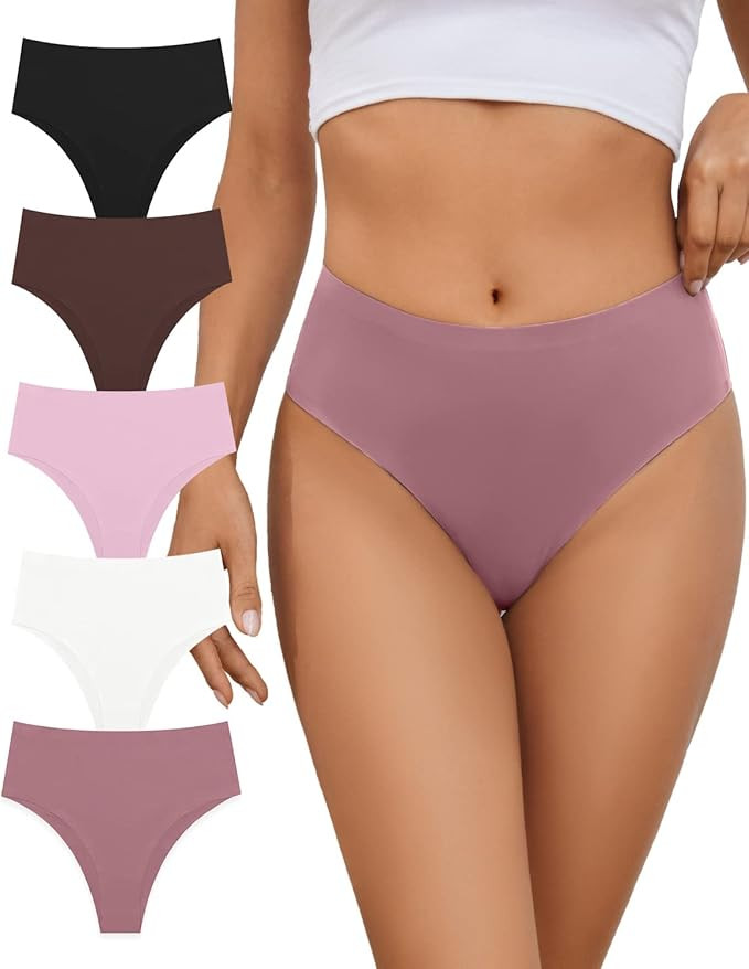 GREENBAA No Show High Rise Bikini Panties Women's Seamless Hi Cut Underwear Pack | Amazon (US)