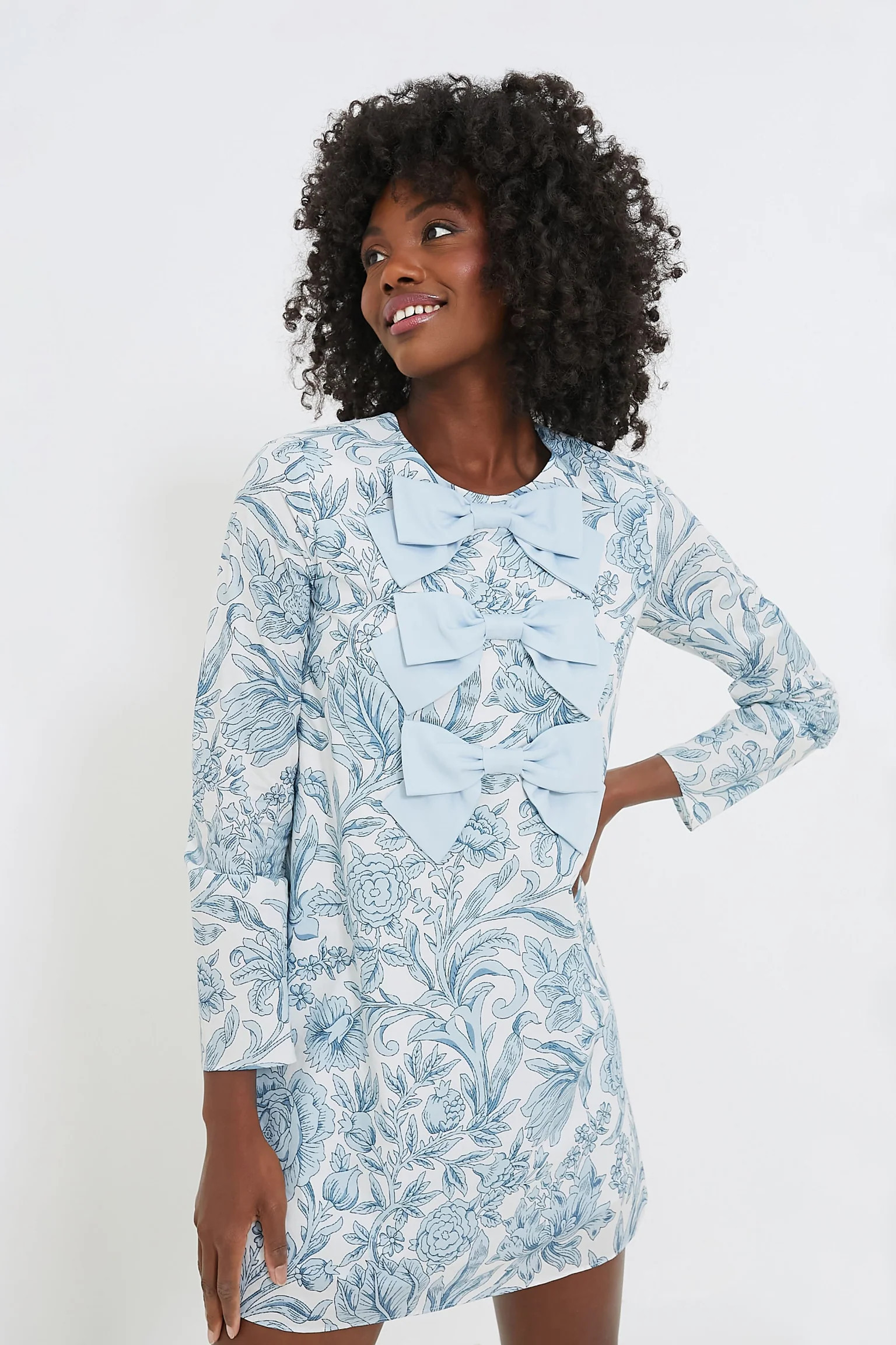 Blue Chintz Clarice Bows Dress | Tuckernuck (US)