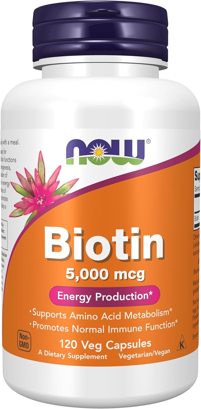 NOW Supplements, Biotin 5,000 mcg, Amino Acid Metabolism*, Energy Production*, 120 Veg Capsules | Amazon (US)
