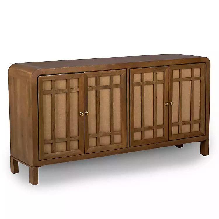 New! Brown Wood Lowen 4 Door Cabinet | Kirklands