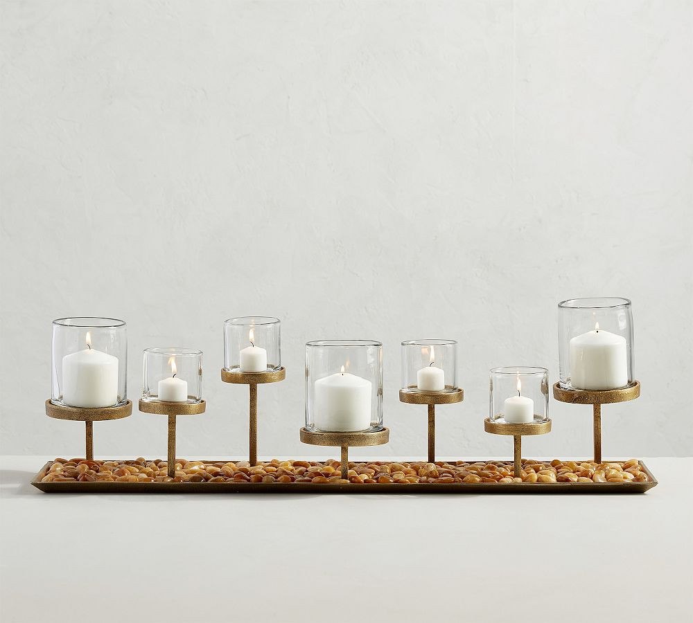 Draper Brass Candle Holder Centerpiece | Pottery Barn (US)