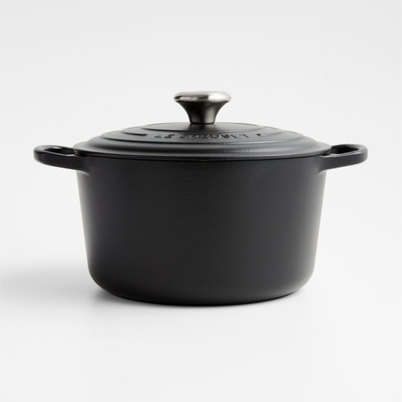 Le Creuset Deep Round 5.25-Qt. Licorice Black Enameled Cast Iron Dutch Oven with Lid + Reviews | ... | Crate & Barrel
