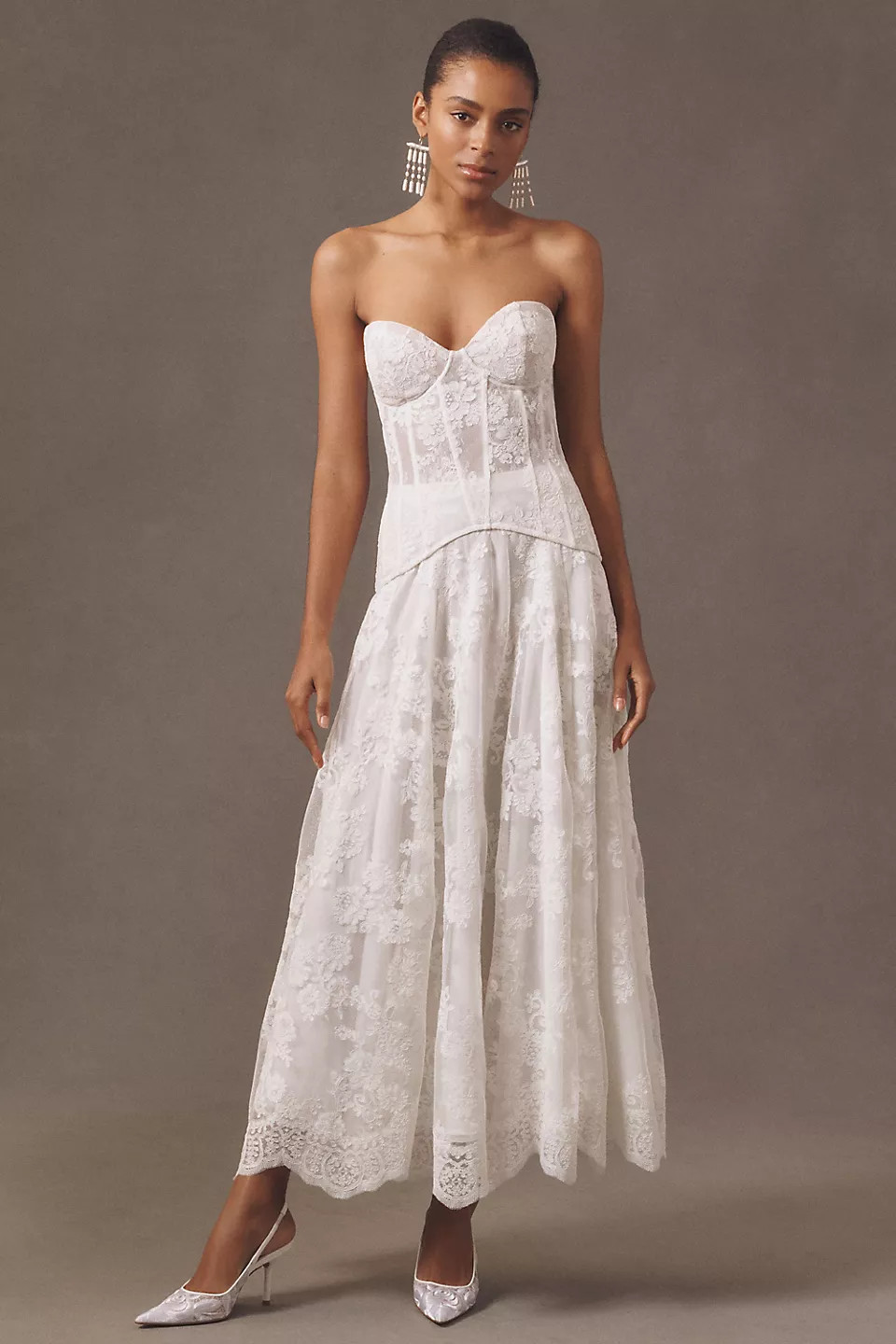 V. Chapman Carolena Lace Corset Two-Piece Set | Anthropologie (US)