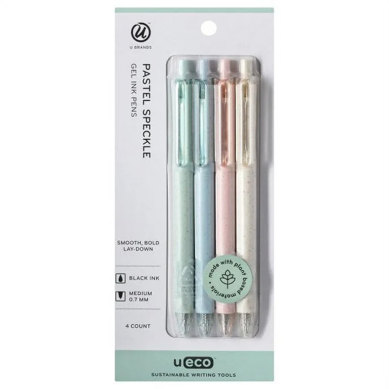 U Brands U-Eco Gel Pen, Black Ink, Pastel Speckle, 4 Count, 0.7mm | Walmart (US)