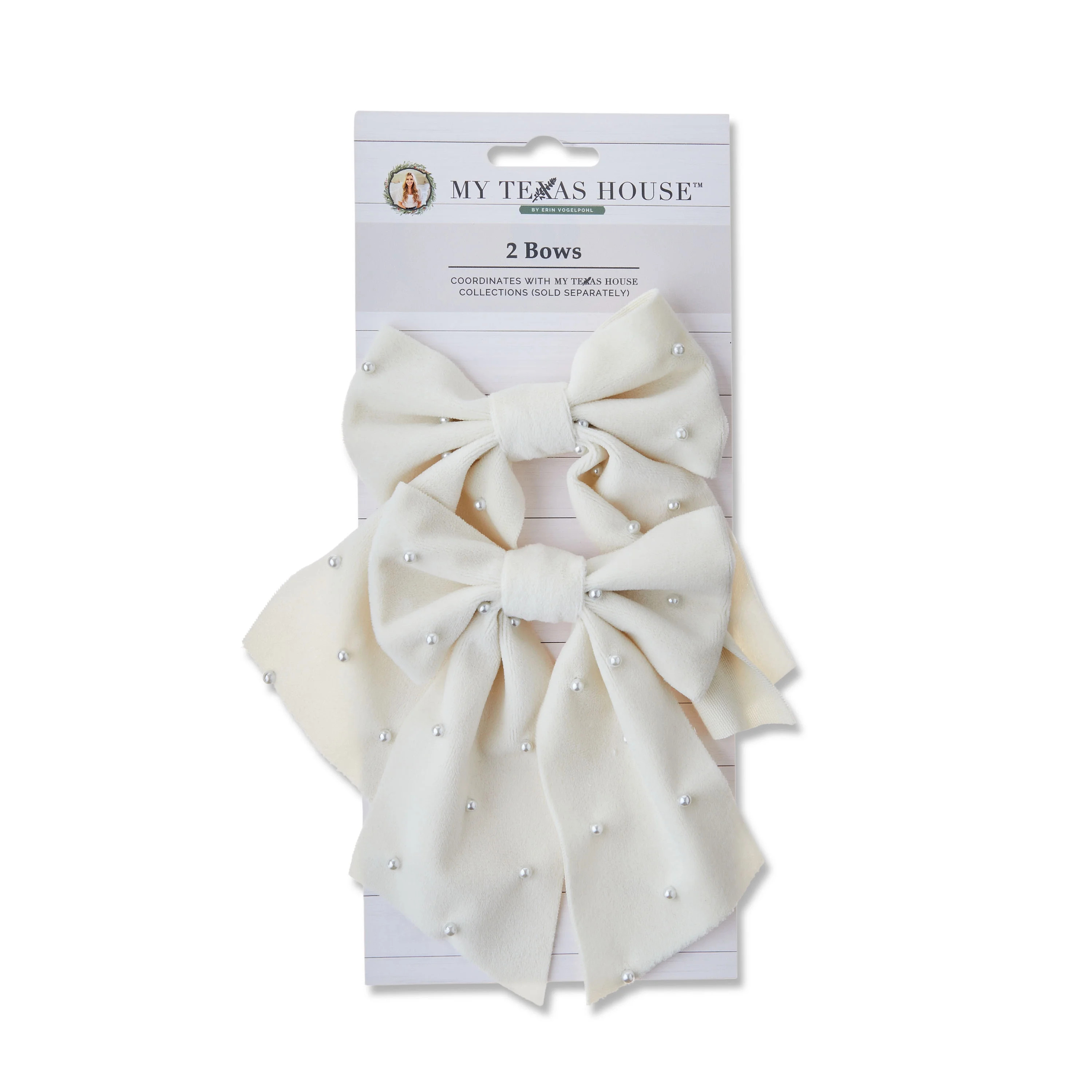 Ivory Pearl Beaded Decorative Bow, 6", 2 Count, by My Texas House | Walmart (US)