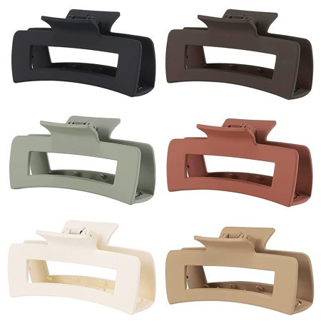 4 Inch Big Hair Clips 6 Pcs claw clips for Thick Hair Large Rectangular Claw Clips for Women and Gir | Walmart (US)