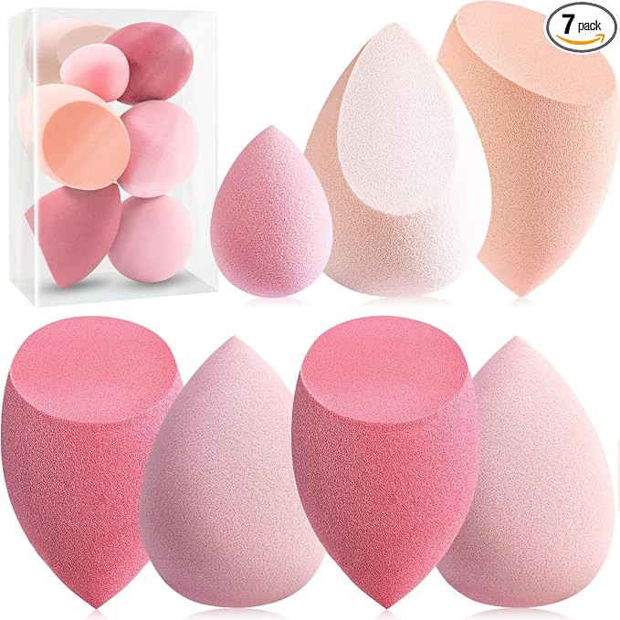 Makeup Sponge Set Foonbe Blender Sponges 7 Pcs for Liquid, Cream, and Powder, Latex Free, Multi c... | Amazon (US)