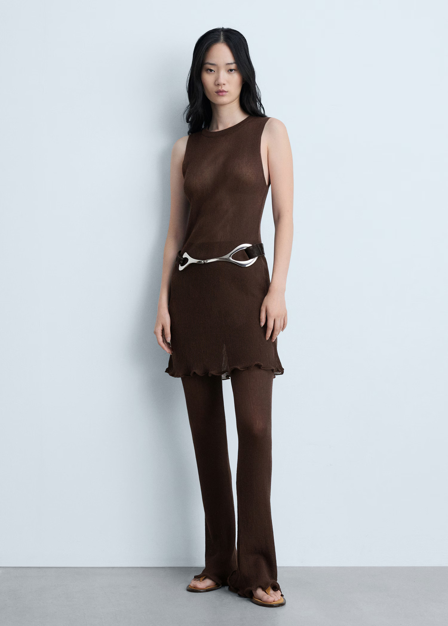 Pantalon maille flare - Femme | MANGO France métropolitaine | MANGO (FR)