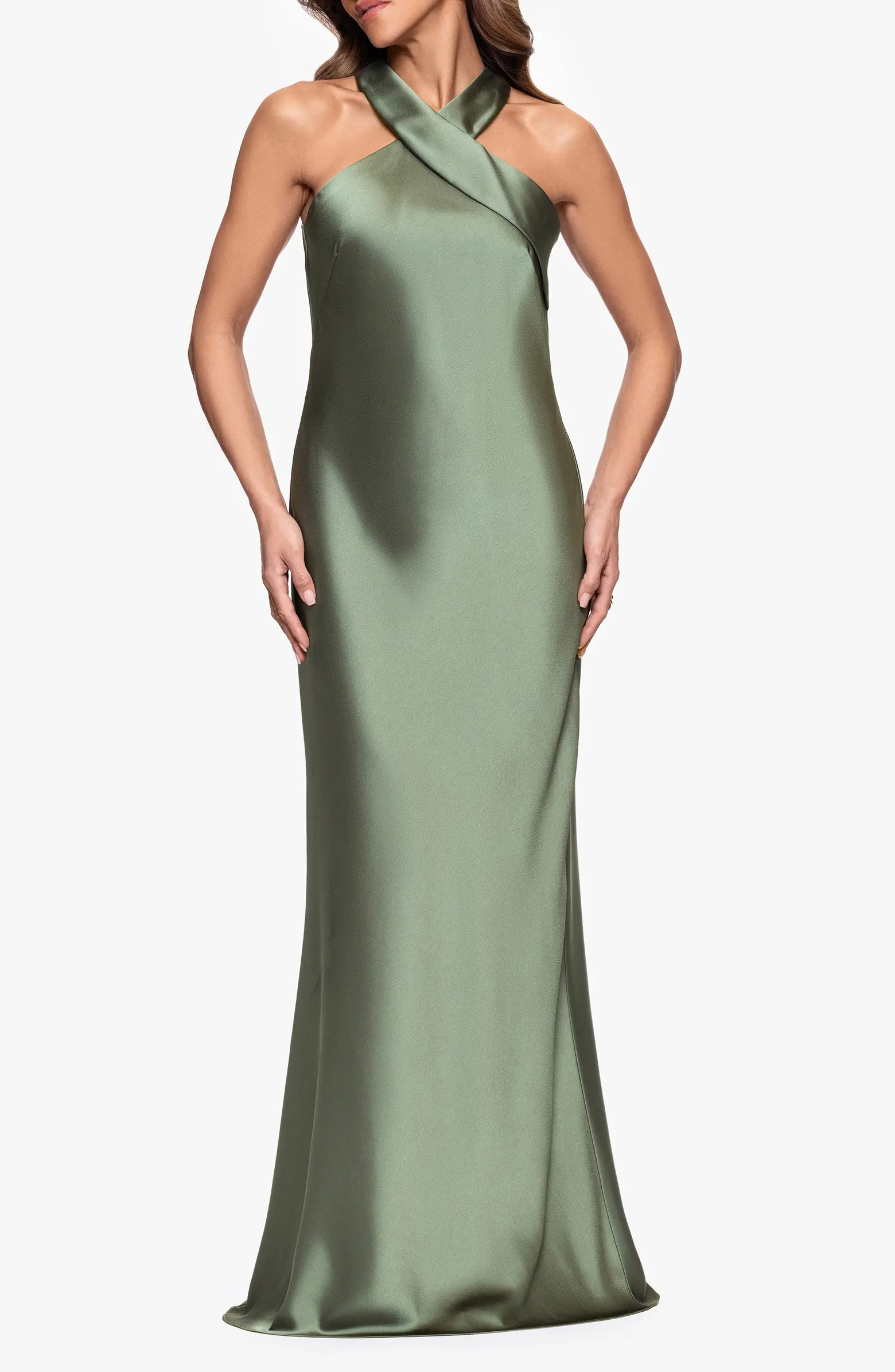 Halter Neck Satin Trumpet Gown | Nordstrom