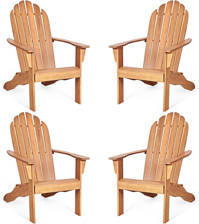 Tangkula Adirondack Chair, Acacia Wood Adirondack Lounger Chair, Outdoor Armchairs with Slatted S... | Amazon (US)