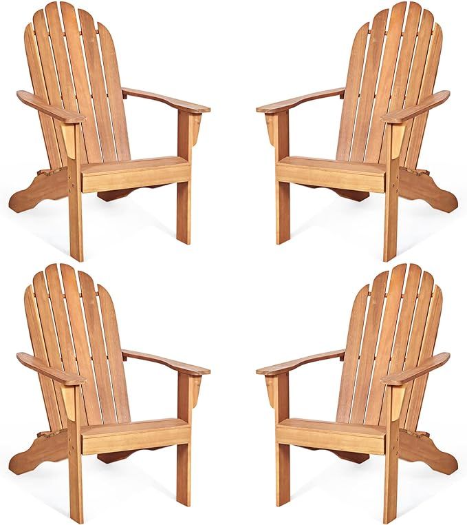 Tangkula Adirondack Chair, Acacia Wood Adirondack Lounger Chair, Outdoor Armchairs with Slatted S... | Amazon (US)