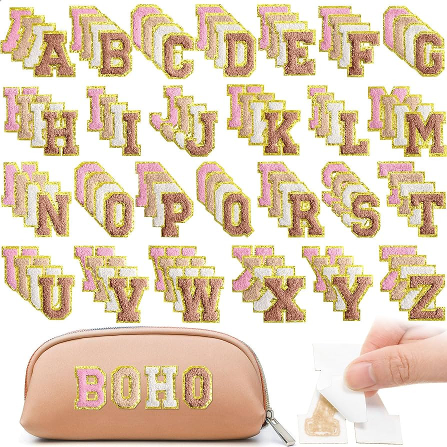 Jutom 104 Pcs Self Adhesive Chenille Letter Patches Chenille Stick on Embroidered Patch for Cloth... | Amazon (US)