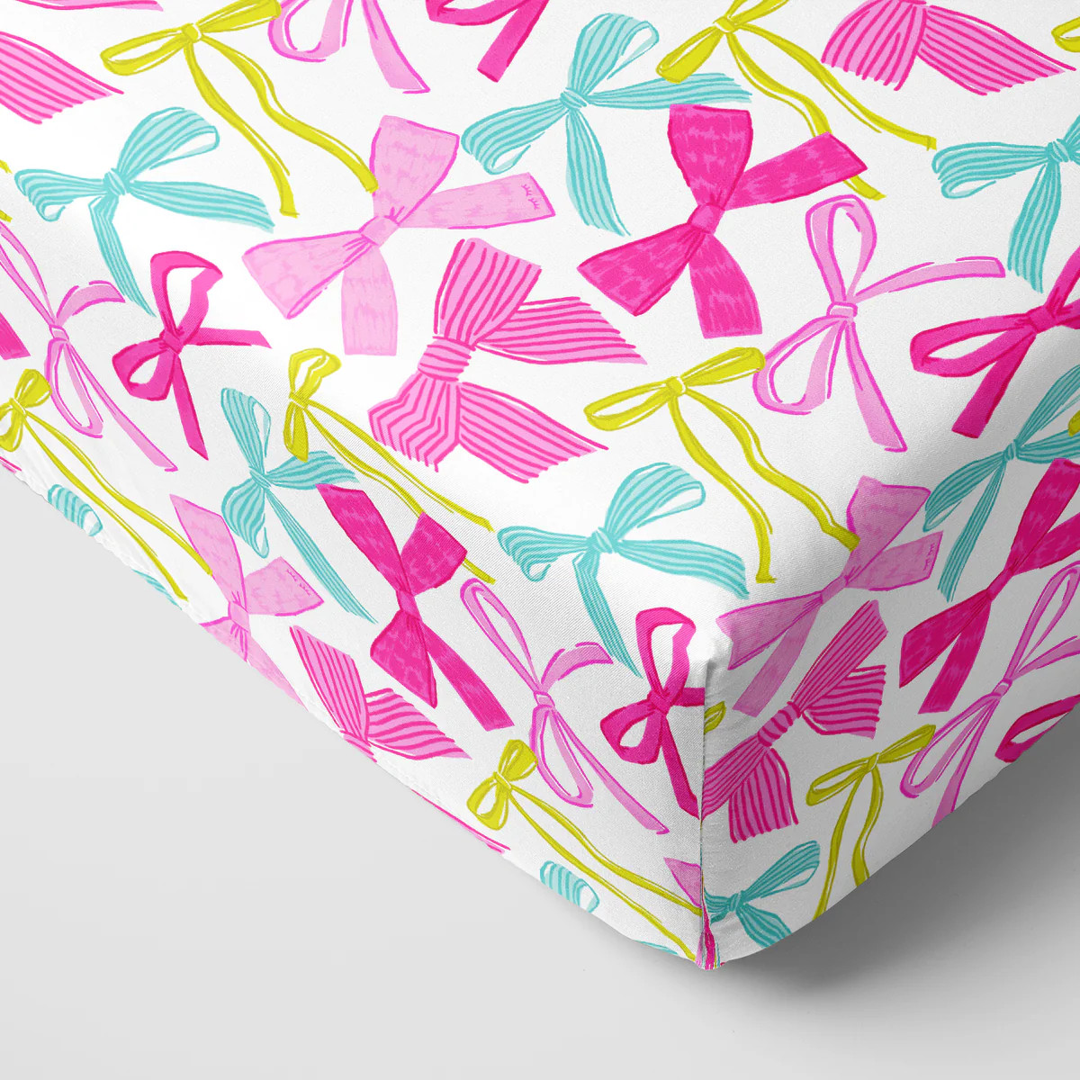 Ribbons & Bows Fitted Crib Sheet | Little Sleepies