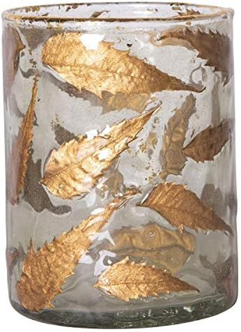 Creative Co-Op Glass Votive Holder with Gold Leaves Candleholders | Amazon (US)