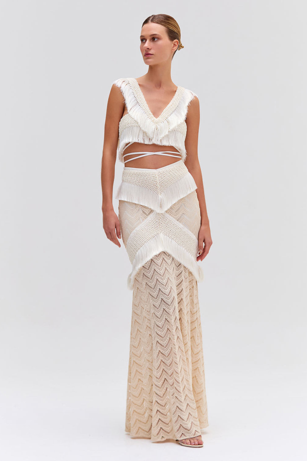Fringe Trim Maxi Skirt | PatBO