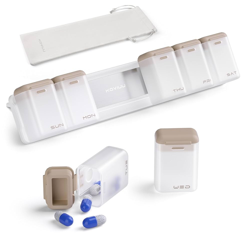 Weekly Pill Organizer Magnetic, Removable Pill Box 7 Day 1 Time a Day, Large Pill Case Travel, We... | Amazon (US)