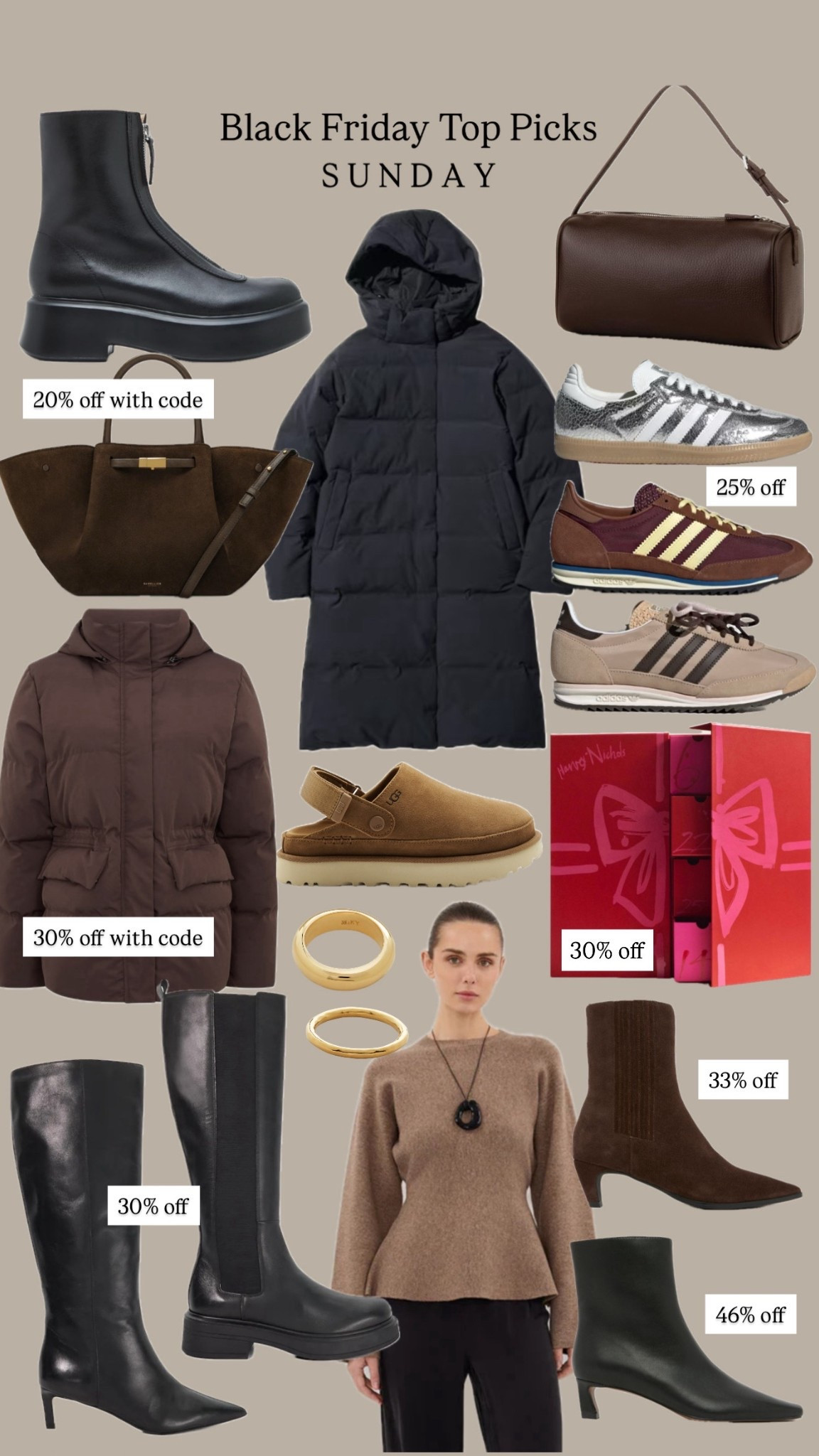 DMFRIENDSEARLY20 for 20% off demellier bags
WATBROWNFRIDAY for 30% off the brown puffer coat. 



My Black Friday top picks for today 

#LTKsale #LTKCyberWeek #LTKwinter