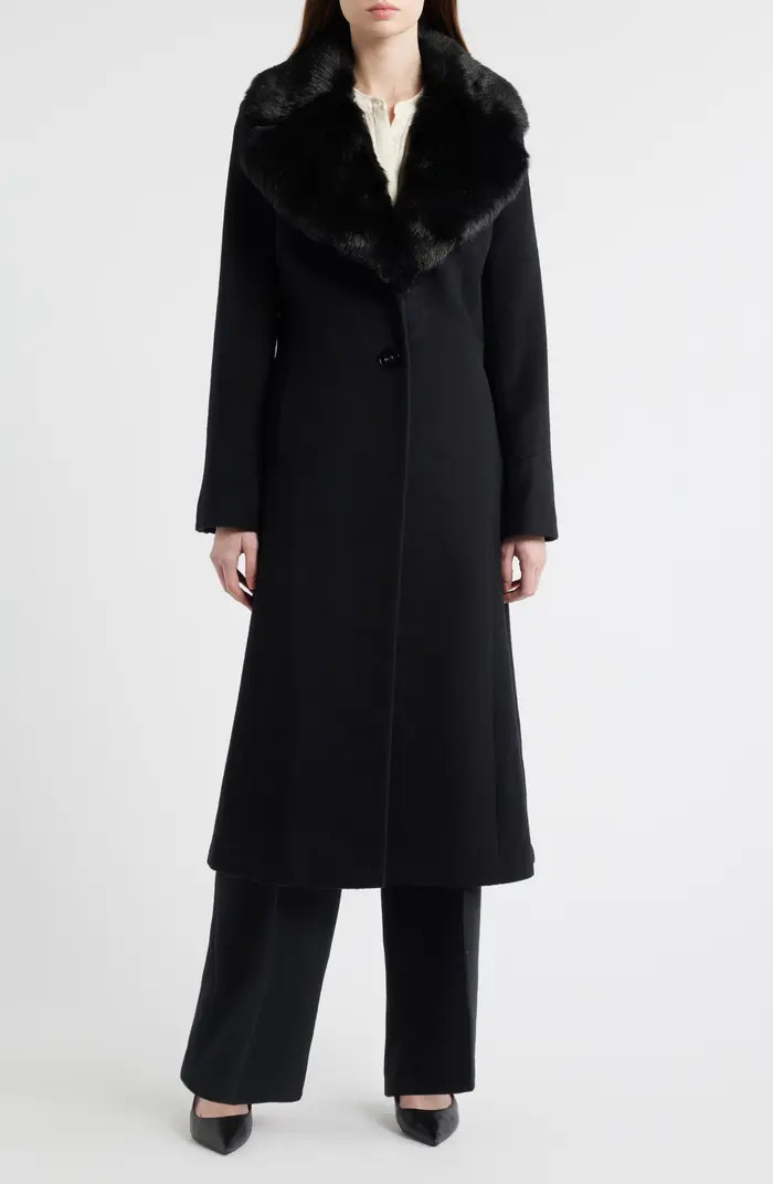Faux Fur Collar Wool Blend Coat | Nordstrom