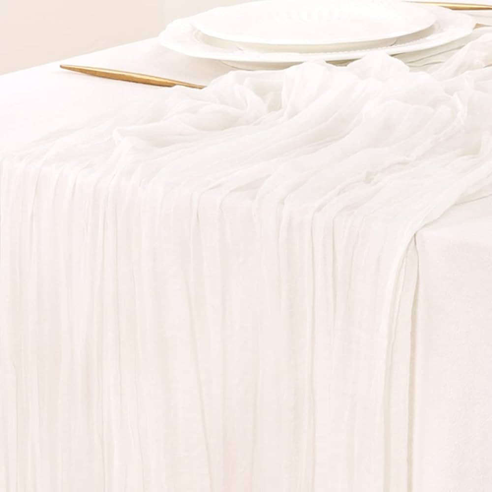 Socomi Cheesecloth Table Runner 10ft Gauze Boho Rustic Ivory White Cheese Cloth Table Runner for ... | Amazon (US)