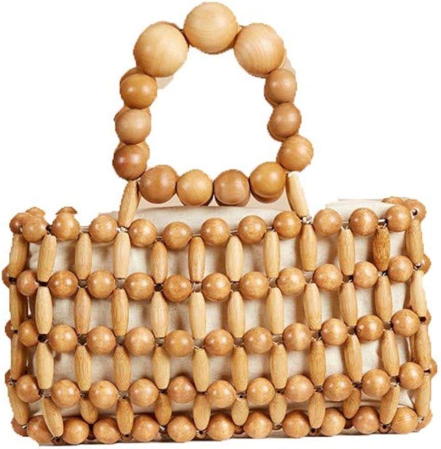 Women's Bag H -Woven Wooden Beads H bag Vintage Bamboo Bag Beach Bag | Amazon (US)