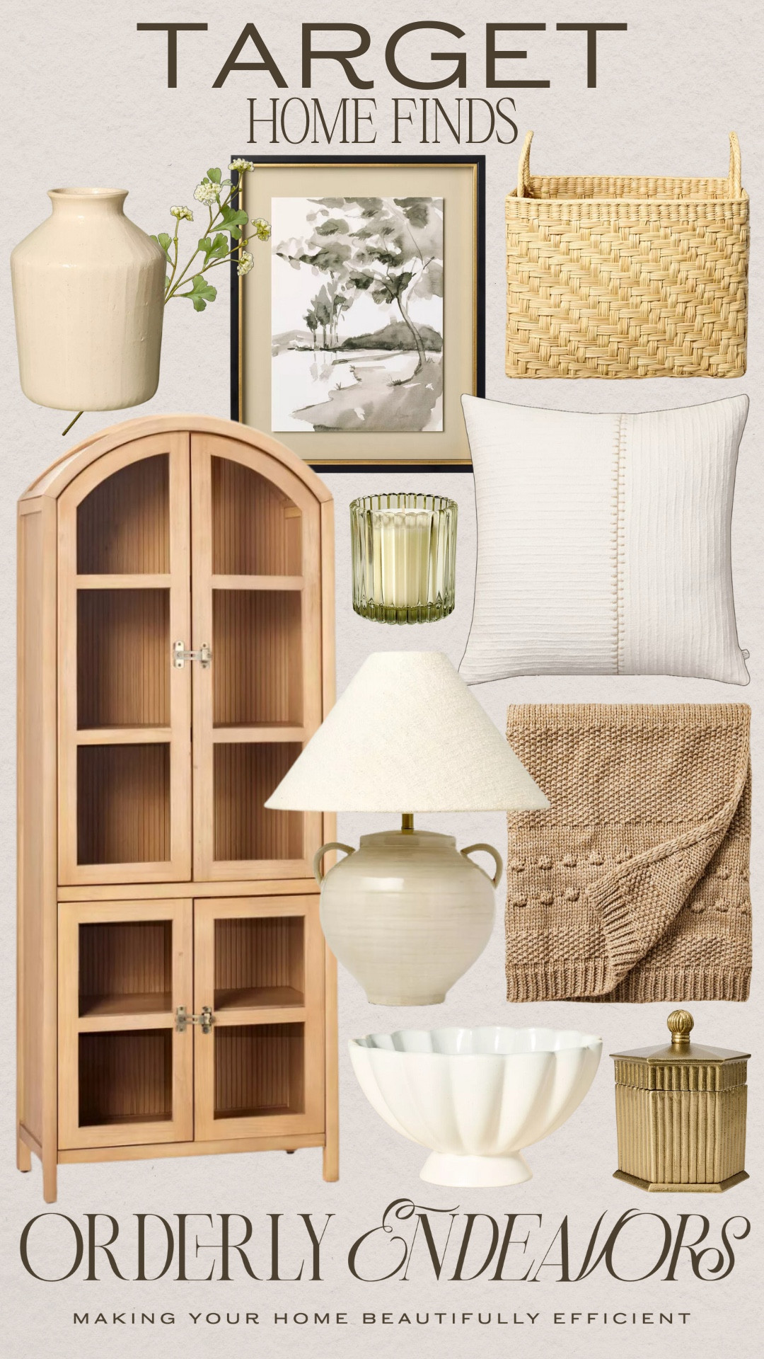 Target home finds include arched bookshelf table lamp, throw blanket, pillow, candle, basket, wall art, vase, greenery stem, decorative bowl, and gold container.

Home decor, home accents, neutral decor, looks for less

#LTKHome #LTKStyleTip #LTKFindsUnder100