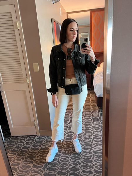 Vegas Outfit #2 - First day in Vegas and I picked Nike Air Max sneakers, white jeans, a ribbed tank, a jean jacket and a Lululemon belt bag to walk the strip. 


#LTKshoecrush #LTKitbag #LTKunder50