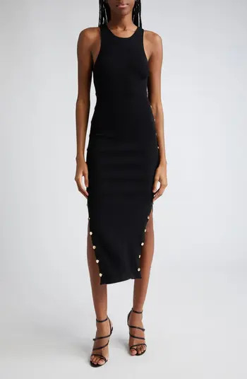 Alice + Olivia Lalita Side Snap Wool Blend Midi Dress | Nordstrom | Nordstrom