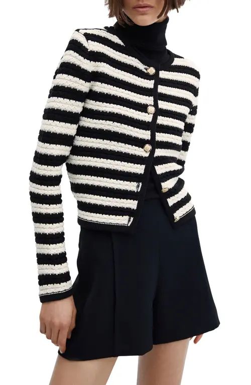 MANGO Stripe Cardigan in Off White at Nordstrom, Size X-Small | Nordstrom