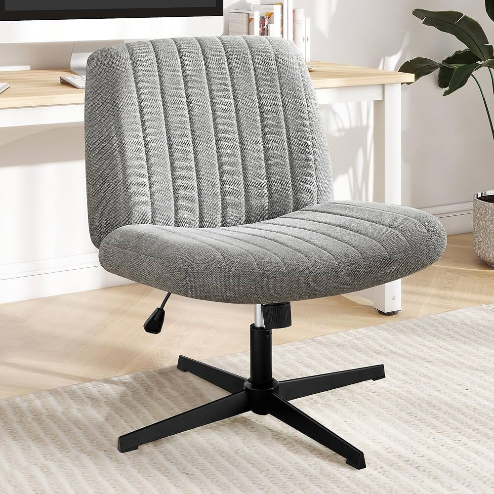 DUMOS Criss Cross Legged Office, Wide Comfty Desk, Wheels Armless Computer Task, Swivel Vanity Ho... | Amazon (US)