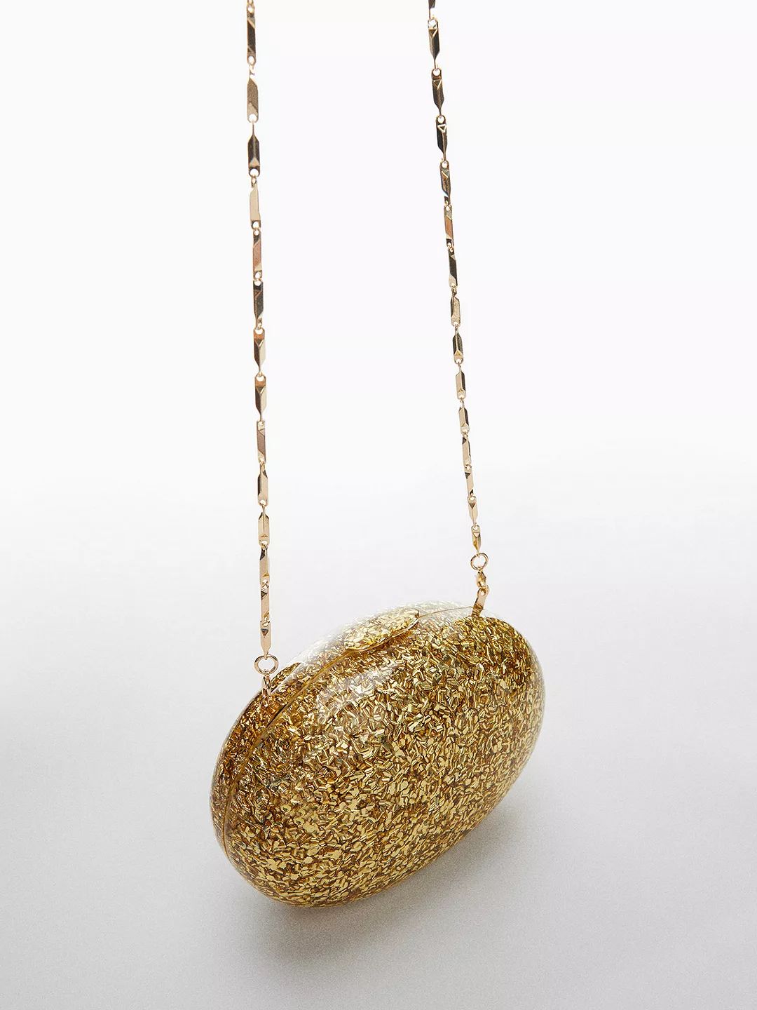 Mango Amelie Box Clutch With Chain, Gold | John Lewis (UK)