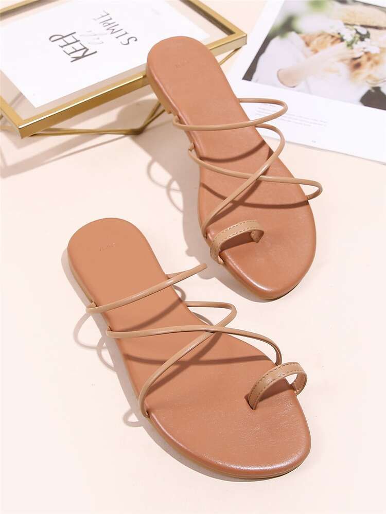 Toe Ring Cross Strap Sliders | SHEIN