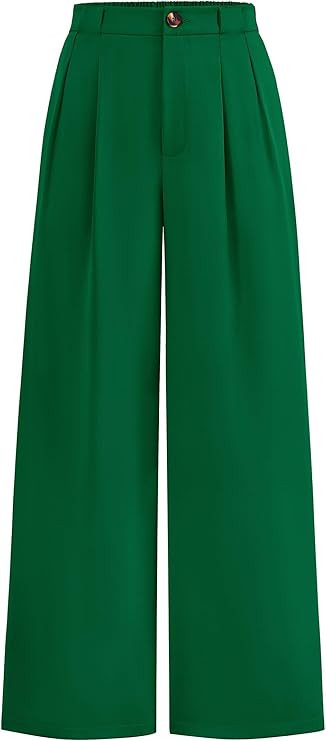 KIRUNDO Wide Leg Pants for Women 2026 Dressy High Waisted Button Trousers | Elastic Waist,Soft Bu... | Amazon (US)