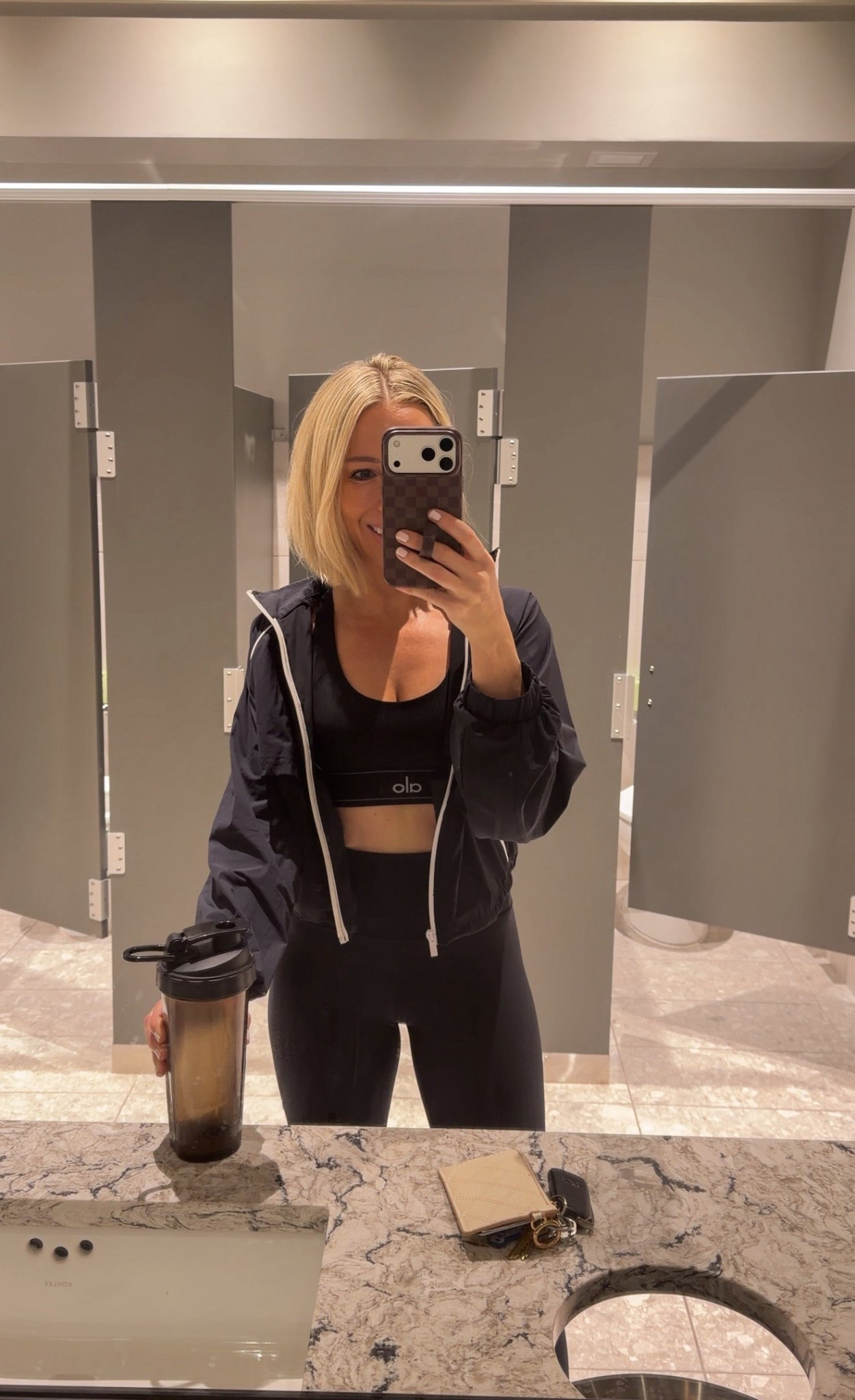 Thursday workout ootd….also this jacket is the absolute cutest, lightweight and matches my Alo set but way more affordable! 🖤

#LTKOver40 #LTKfitnessgoals #LTKActive