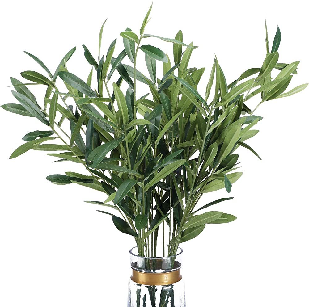 FUNARTY 5pcs Artificial Olive Leaves Long Stems 37" Tall with 270 Leaves Fake Eucalyptus Plant Branc | Amazon (US)
