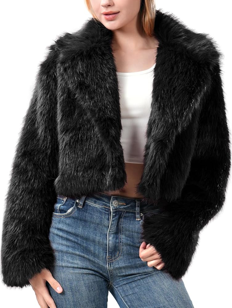Fur Coats For Women,Plus Size Cropped Faux Fuzzy Jacket Fluffy Fall Coat. | Amazon (US)