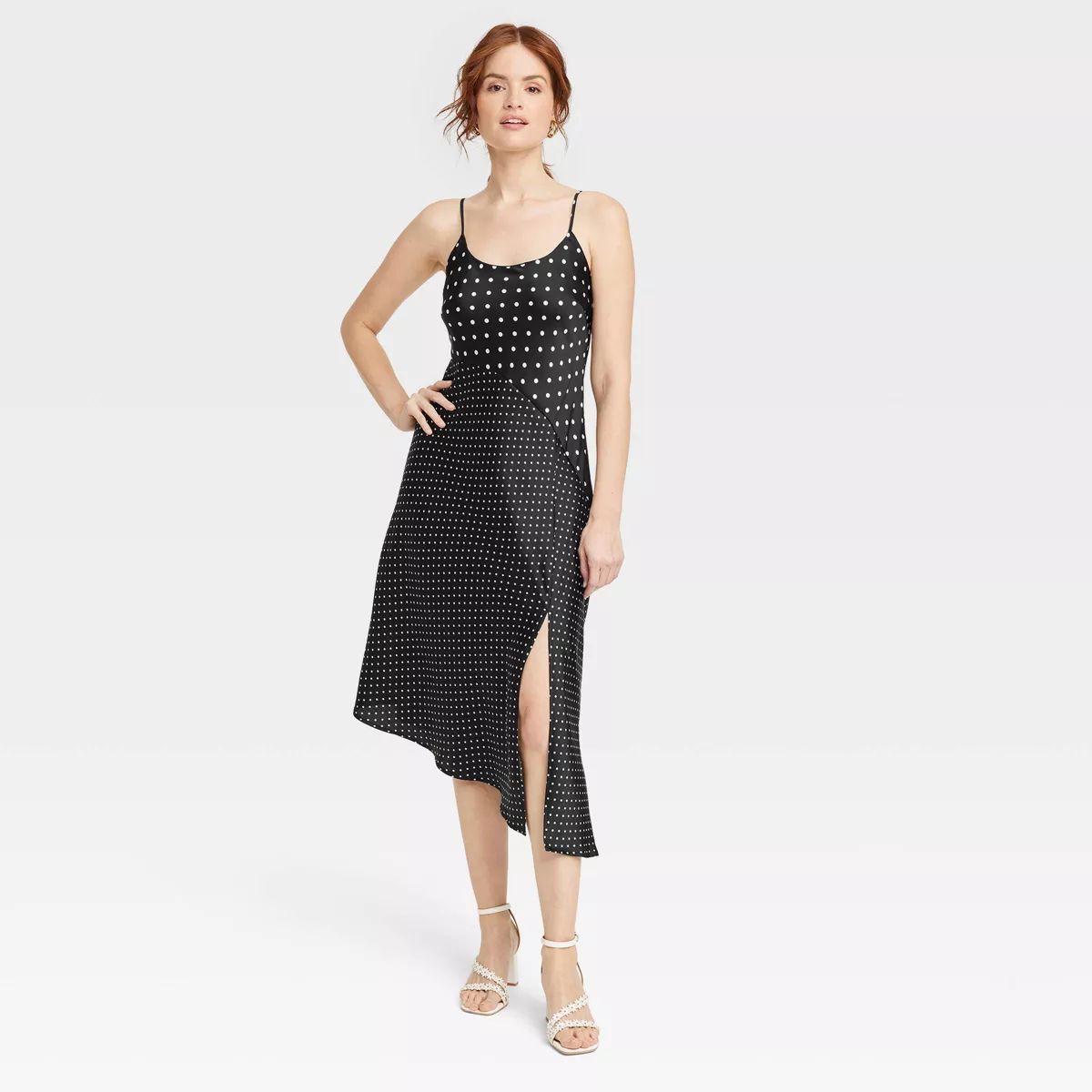 Women's Asymmetrical Midi Slip Dress - A New Day™ Black L | Target