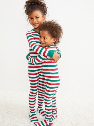 Unisex Matching Striped Snug-Fit Footed One-Piece Pajamas for Toddler & Baby | Old Navy (US)