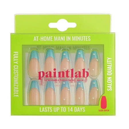 PaintLab Long Sleek Coffin Press on False Nails 3D Moonlit Periwinkle Blue 30 Count | Walmart (US)