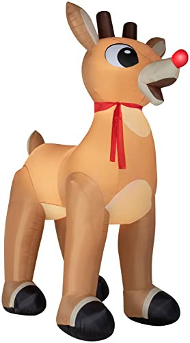 Gemmy Christmas Airblown Inflatable Standing Rudolph w/Scarf Colossal Rudolph, Tall, Brown | Amazon (US)