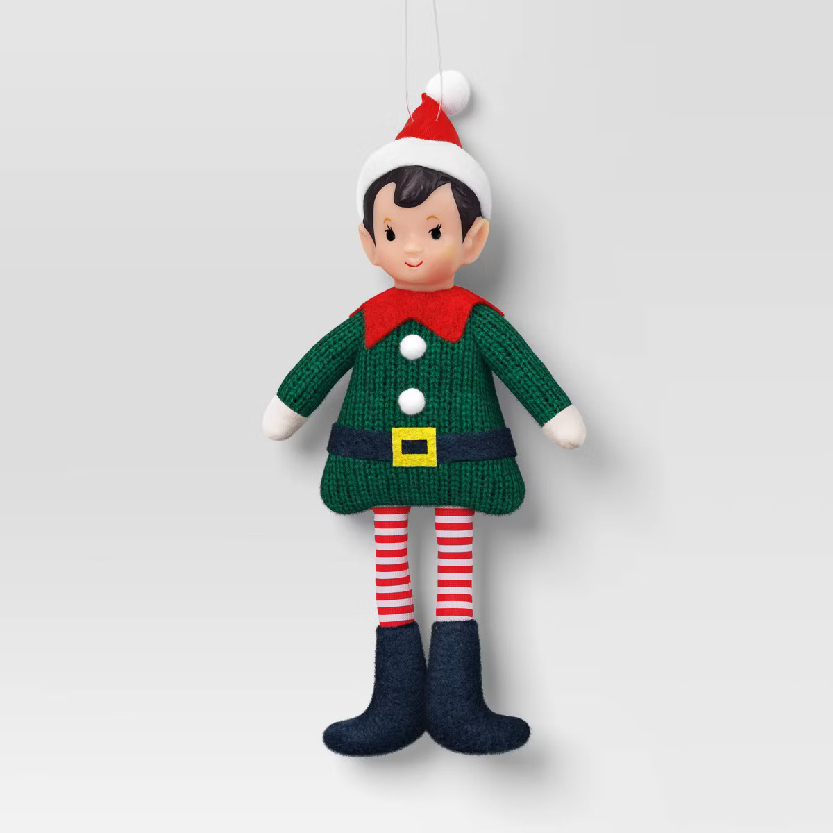 Christmas Fabric Elf Child with Red Hat and Green Sweater Ornament - Wondershop™ | Target