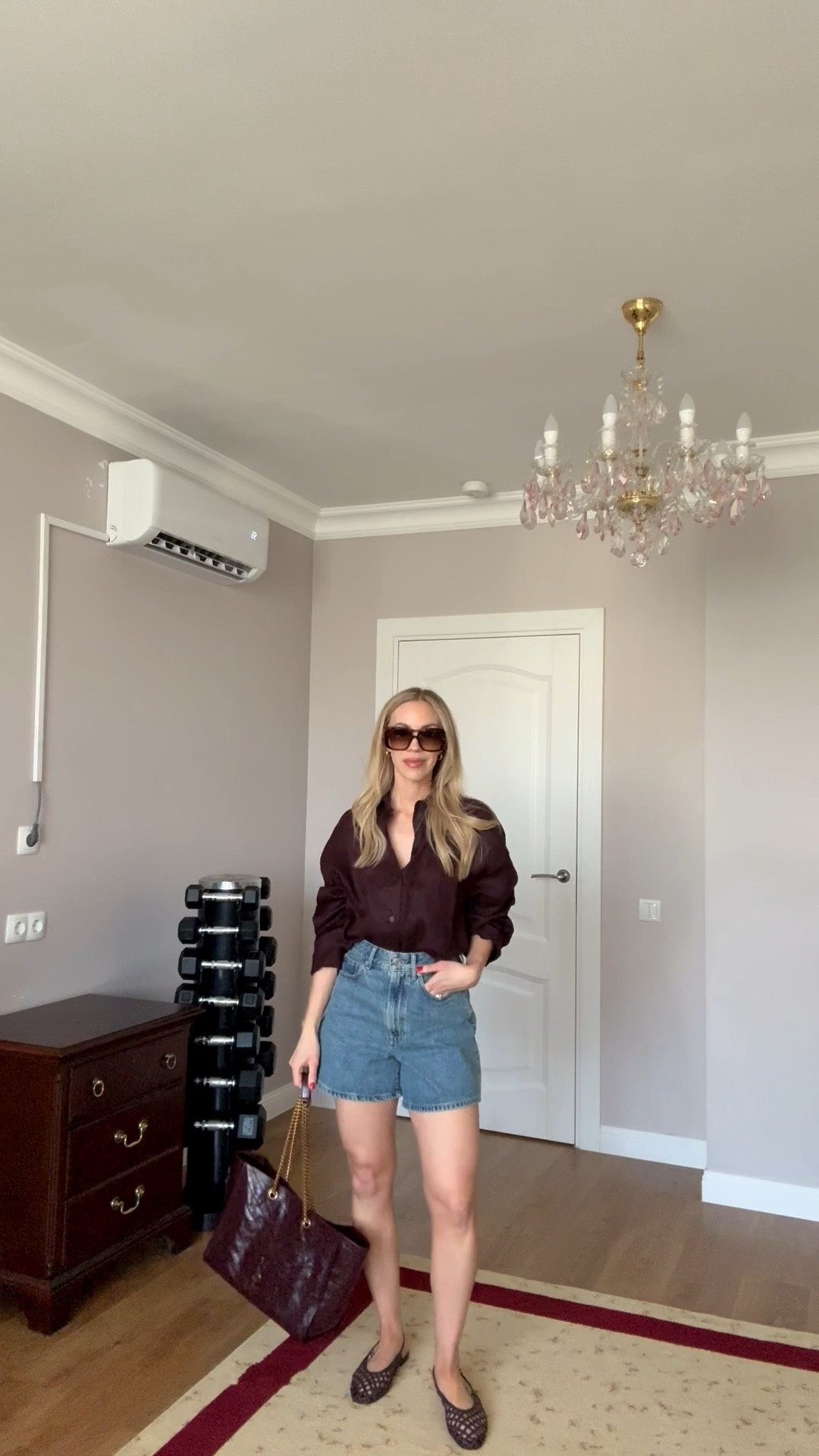 Summer outfit, linen shirt, high rise denim shorts, braided leather slingback flats, chocolate brown linen shirt

#LTKSeasonal #LTKOver40 #LTKSaleAlert