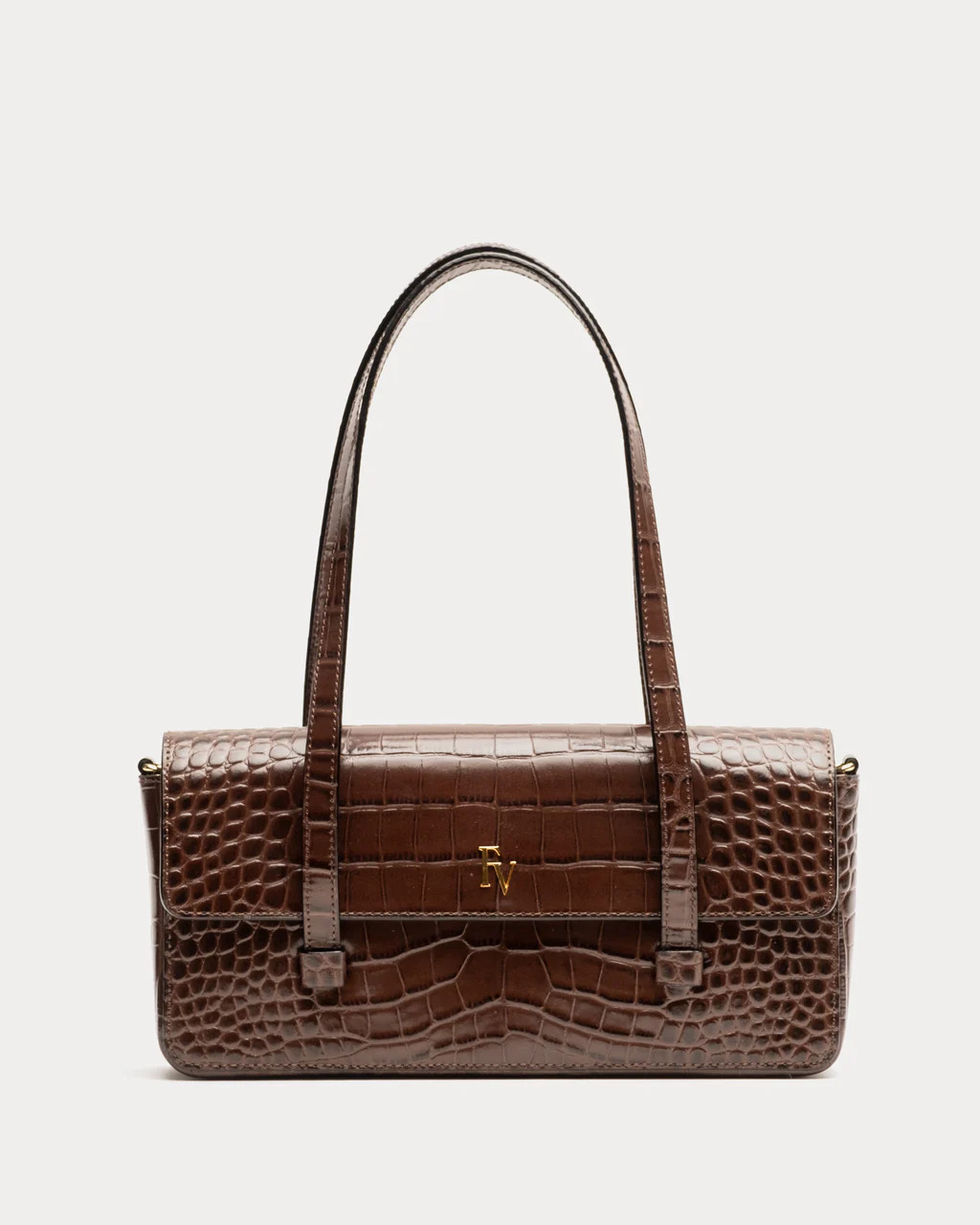 Small Slim Croc Embossed Tote Bag | Frances Valentine