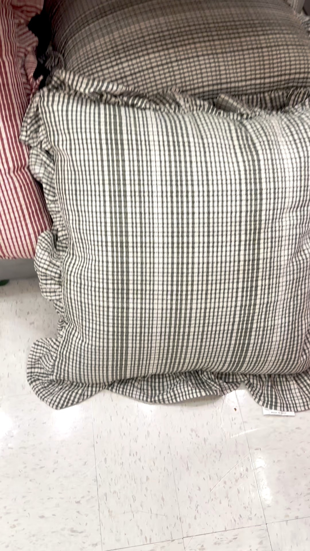 The cutest green stripe euro pillows with ruffle trim! 

That also come in a red stripe.

These would be so cute on a sofa for Christmas or on a bed. 

I am planning on using 2 of them on a guest room bed with a floral headboard. 

#LTKHome #LTKFindsUnder50 #LTKHoliday