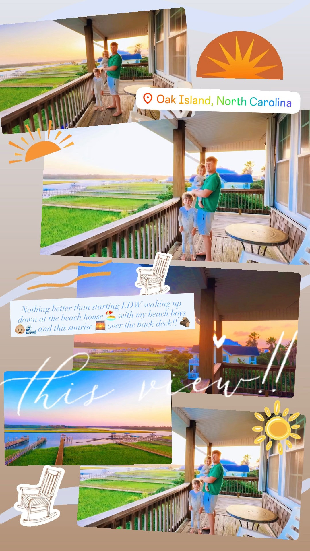 Nothing better than starting LDW waking up down at the beach house 🏖️ with my beach boys 👶🏼🌊 and this sunrise 🌅 over the back deck!! 🪵