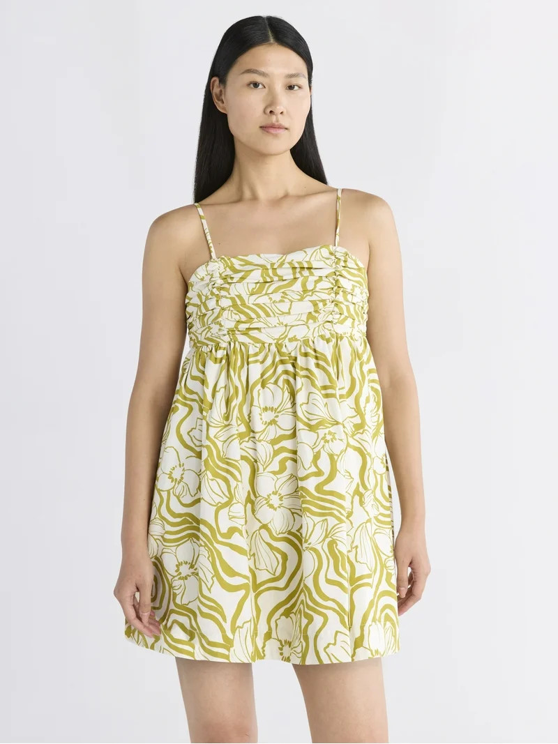 Free Assembly Women's Pleated Cotton Mini Dress, Sizes XS-XXXL | Walmart (US)