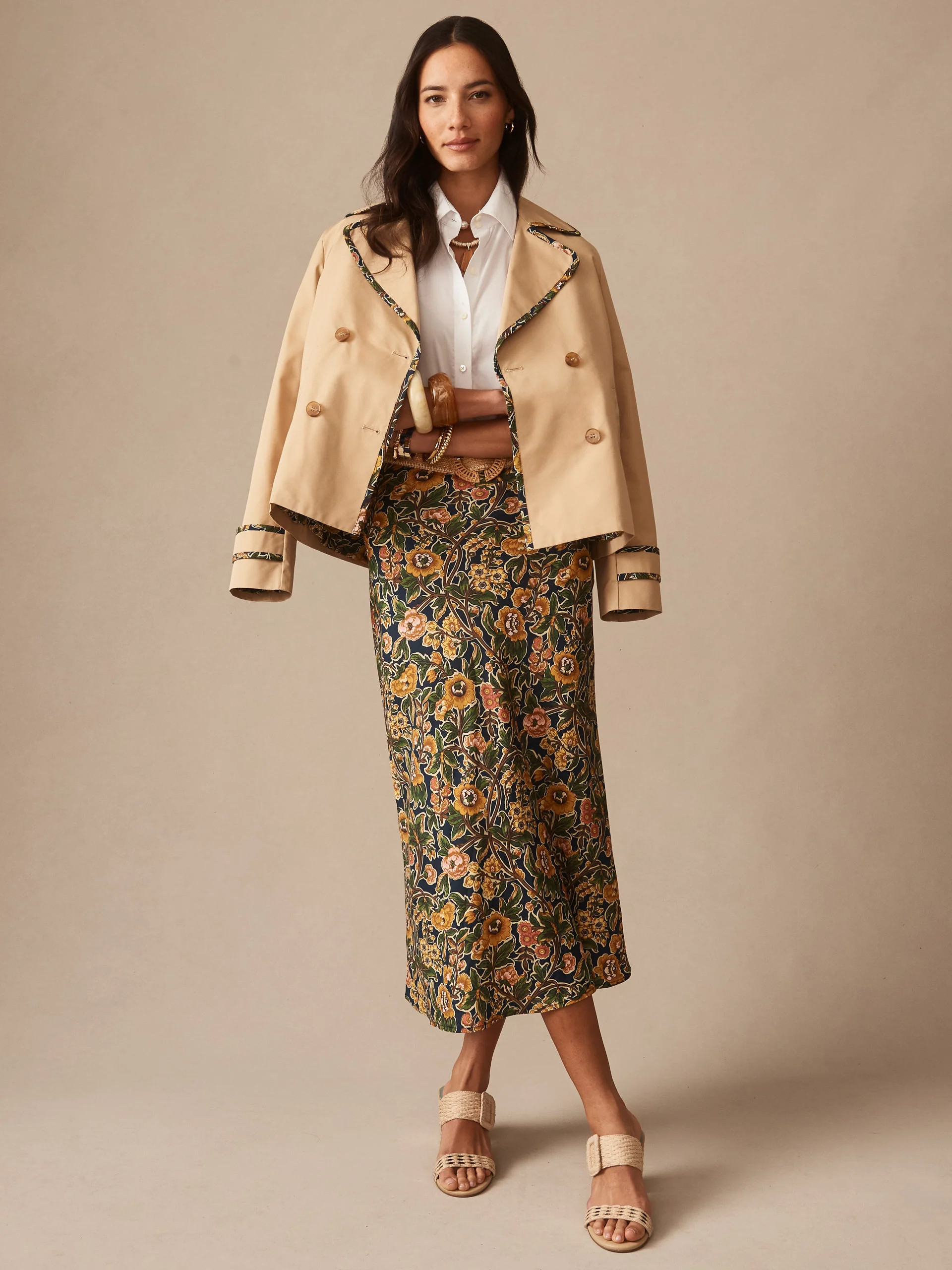 Navy/Multi Bucolic Blooms Bias Adelyn Skirt | Women's Skirts & Skorts | J.McLaughlin | J.McLaughlin